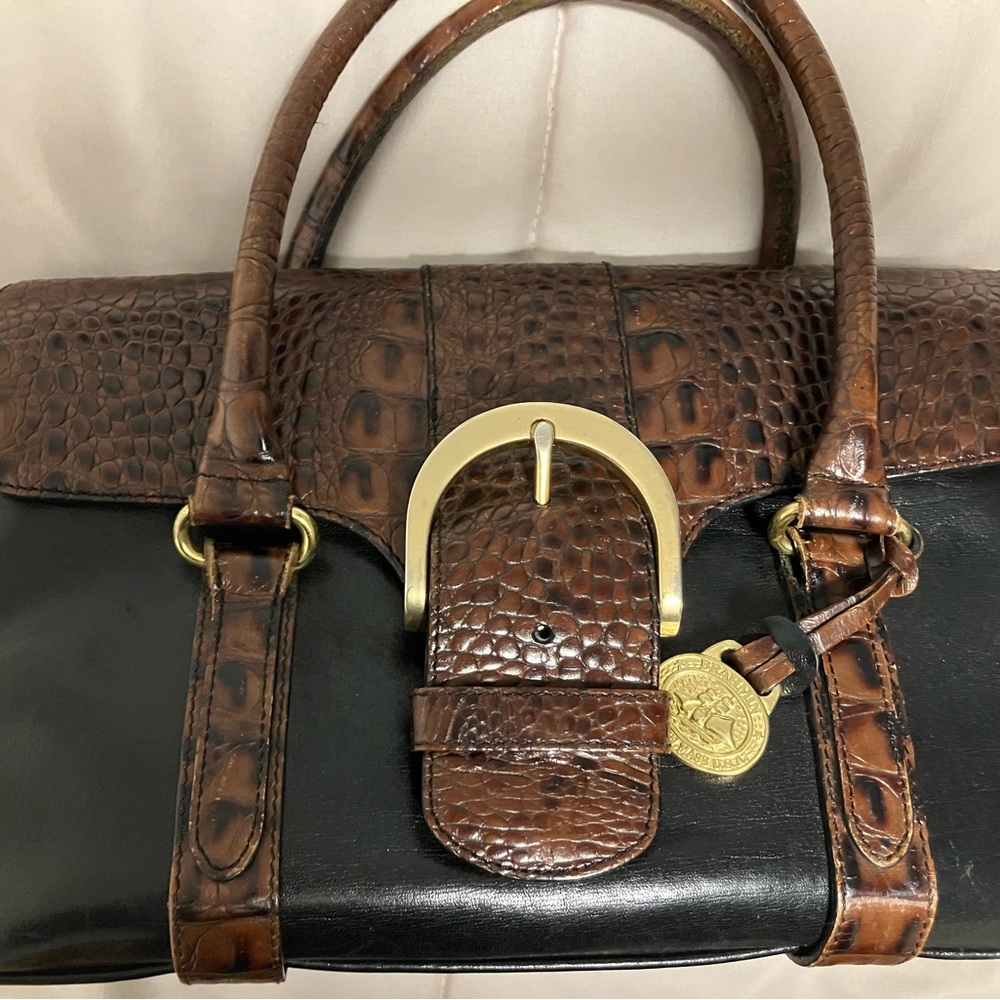 Brahmin Black/Brown Tuscan Collection Satchel